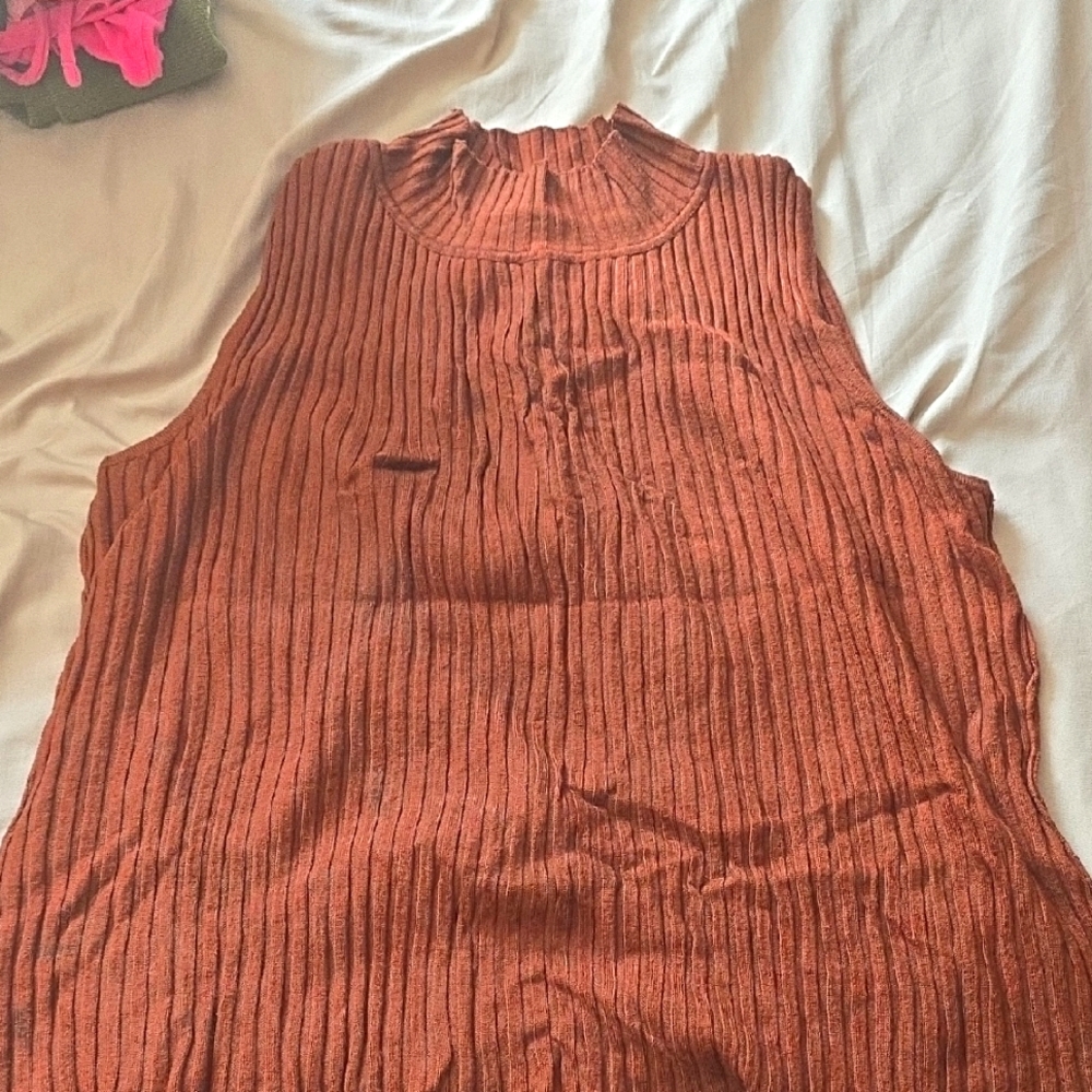 Women's Sleeveless Bright Brown Top